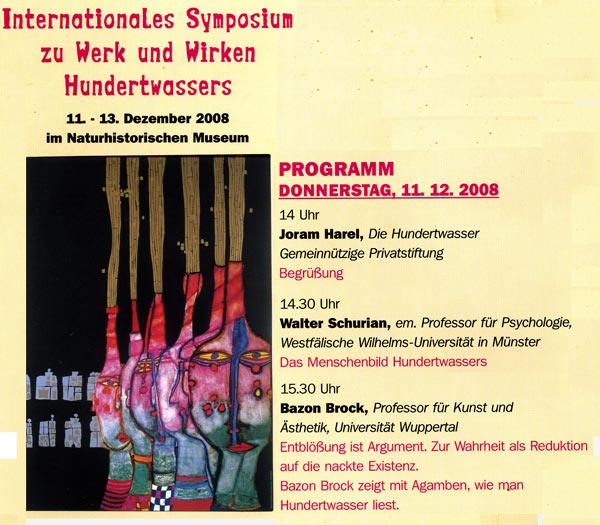 Internationales Symposium zu Werk und Wirken Hundertwassers, Bild: Programmflyer.